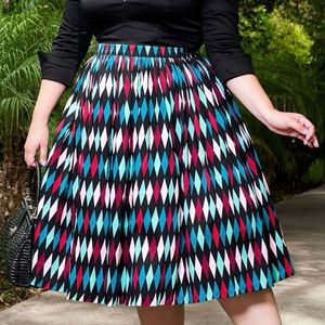 Pinup Couture Harlequin Print Swing Circle Skirt by Pinup Girl Clothing, S 3X